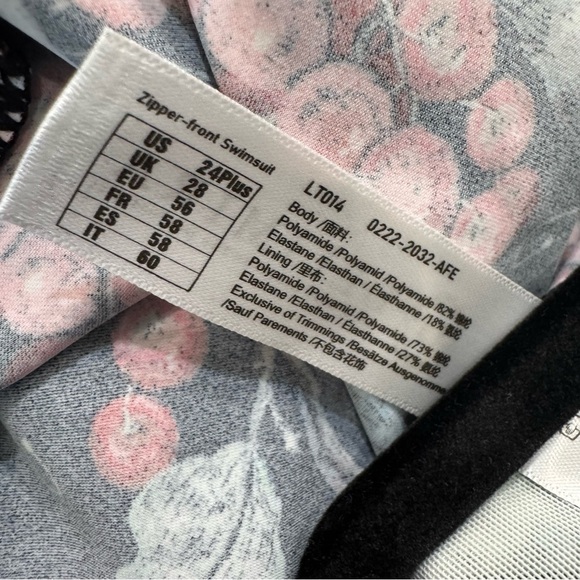 Delimira Zipper Front Ruched One Piece Swimsuit Floral Swimsuit 24 NWT - Picture 6 of 6